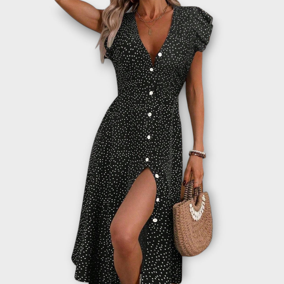 Chic midi dress with polka dots