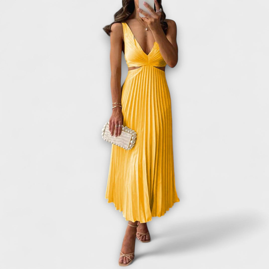 Elegant Midi Party Dress with Pleats