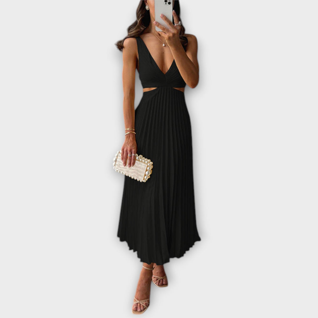 Elegant Midi Party Dress with Pleats