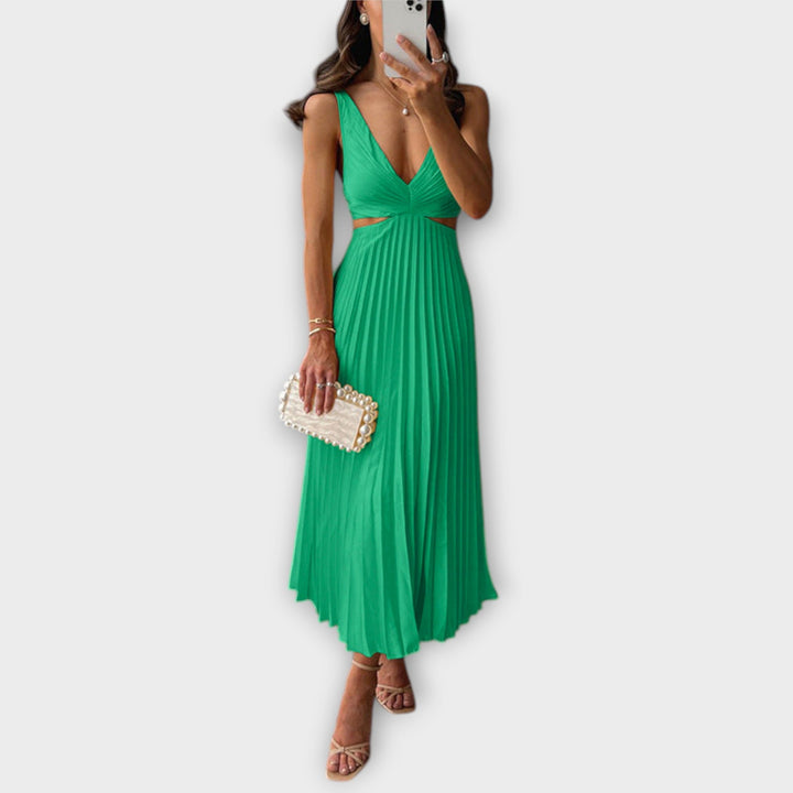 Elegant Midi Party Dress with Pleats