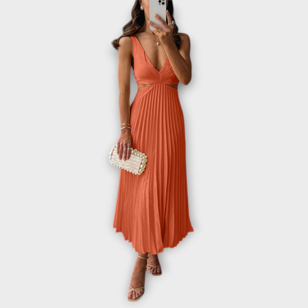 Elegant Midi Party Dress with Pleats