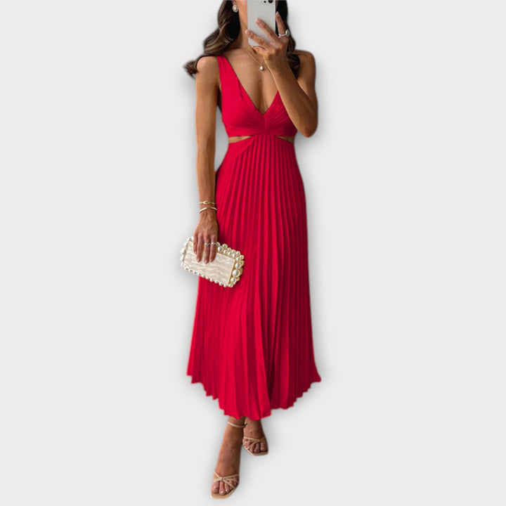 Elegant Midi Party Dress with Pleats