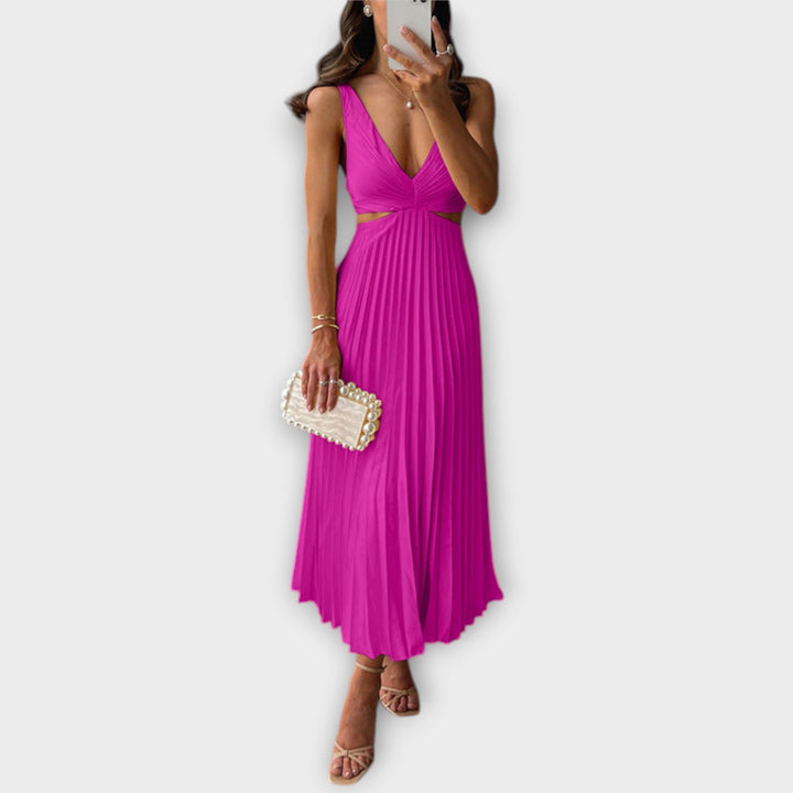 Elegant Midi Party Dress with Pleats