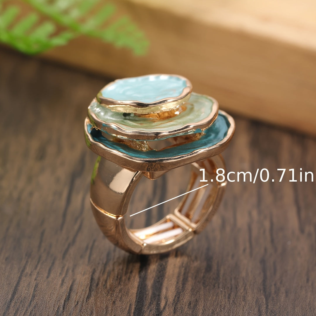 Trendy Three-Tier Enamel Boho Ring