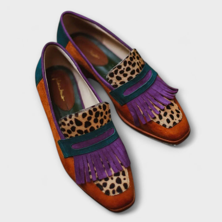 Fallon – Brown loafers with leopard print