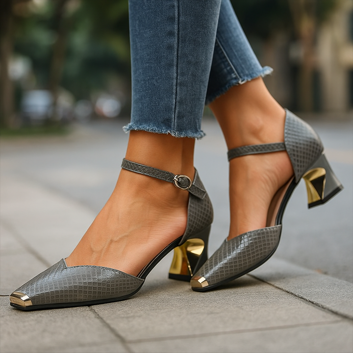 Metallic Valencia Heels with Point