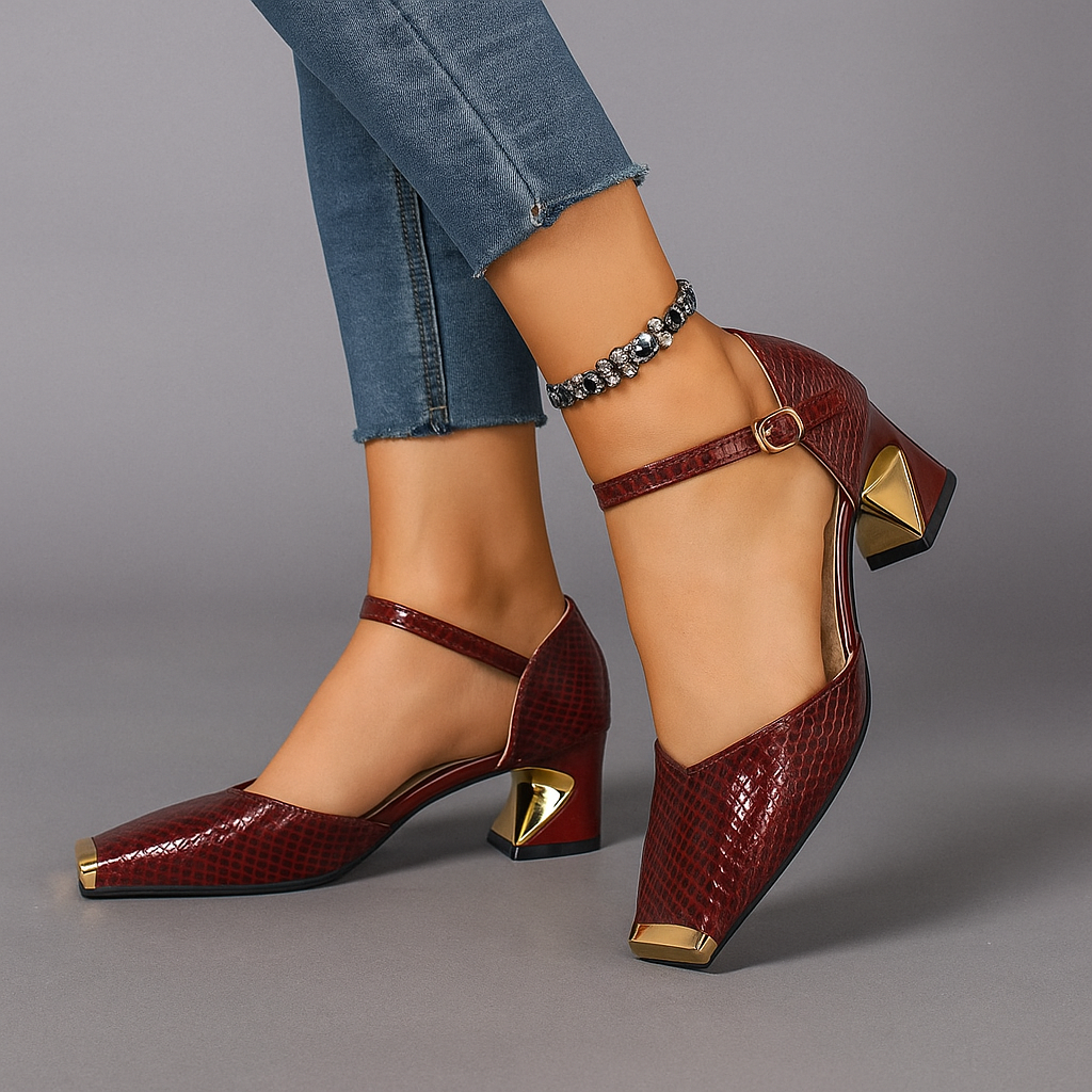 Metallic Valencia Heels with Point