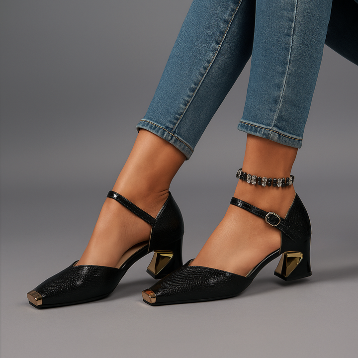 Metallic Valencia Heels with Point