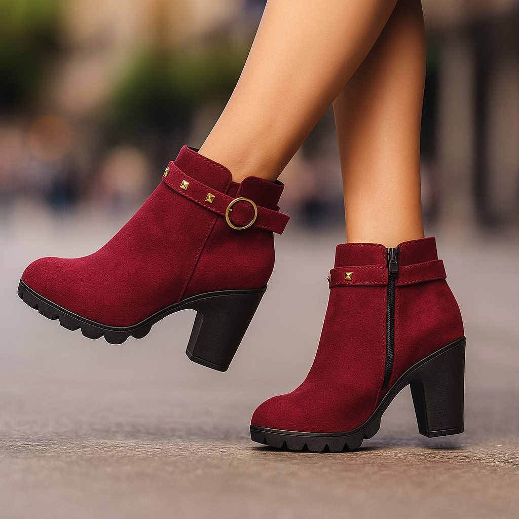 Valera Block Heeled Boots with Studs