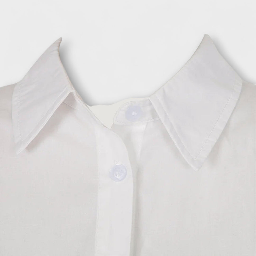 Indie - White Long Sleeve Pleated Shirt Dress
