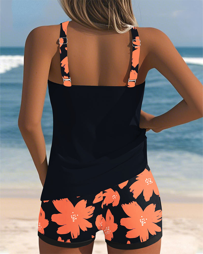 Judith | Tankini with Sleeveless Design and Printed U Neckline