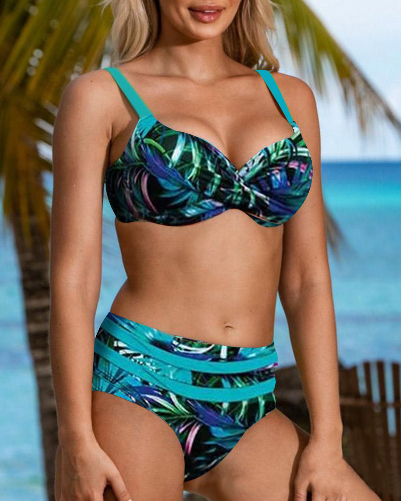 Alison | High-Waisted Bikini with Leaf Print