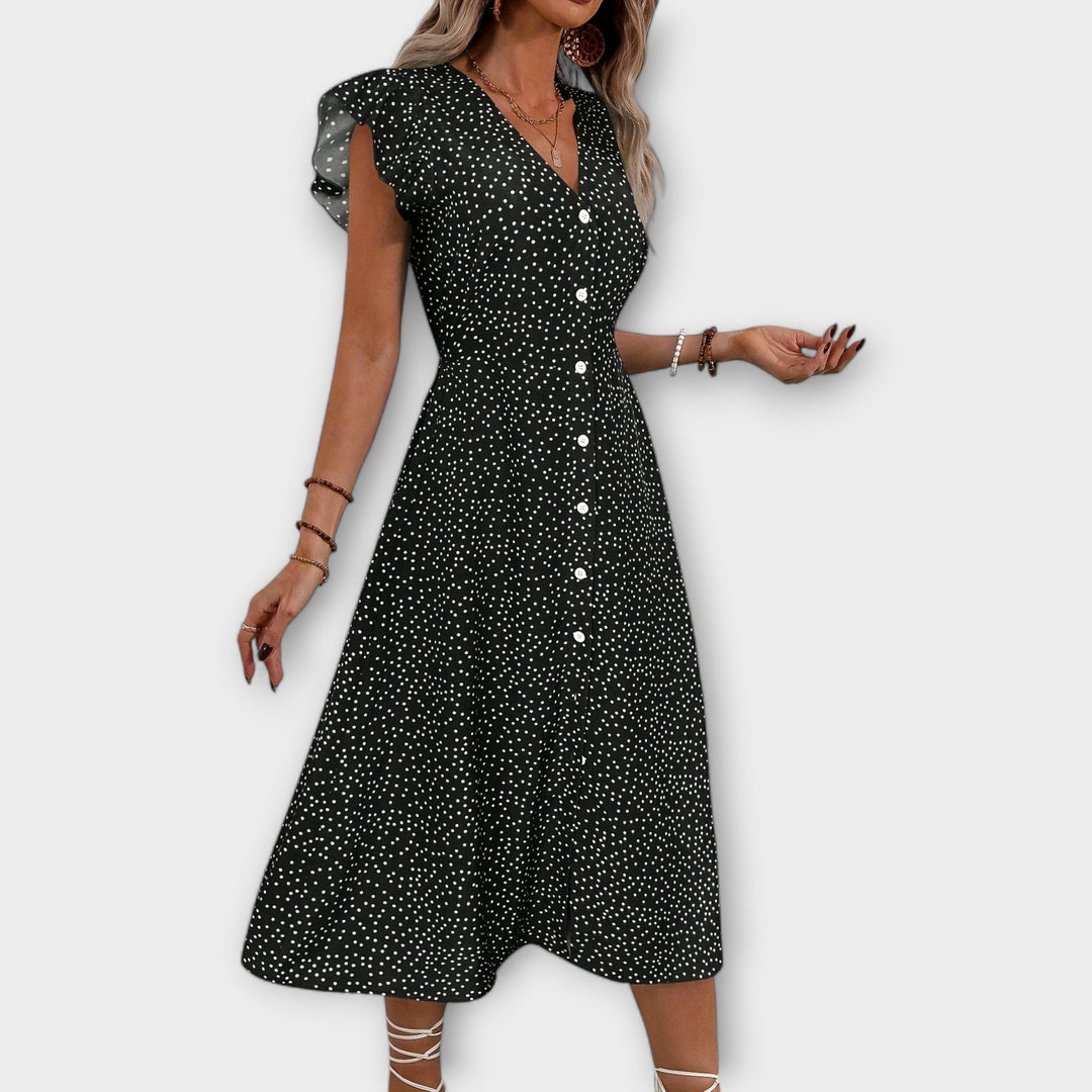 Chic midi dress with polka dots