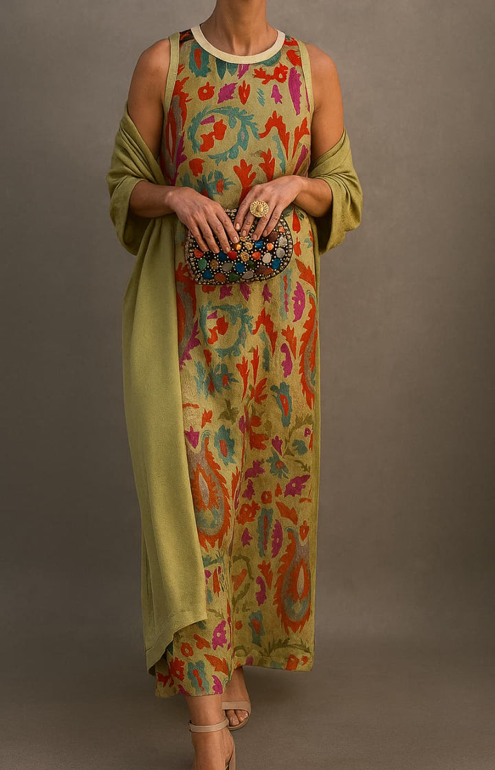 RAFFAELLA | Elegant Long Dress with Coordinated Shawl and Refined Line for Special Events