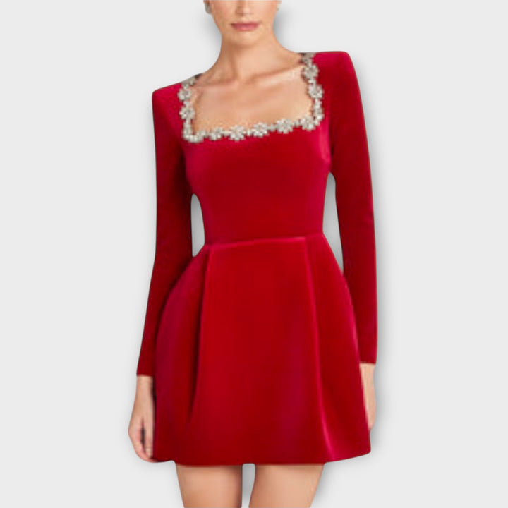 Wren - Mini Velvet Dress with Jewel Details