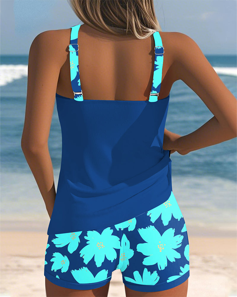 Judith | Tankini with Sleeveless Design and Printed U Neckline