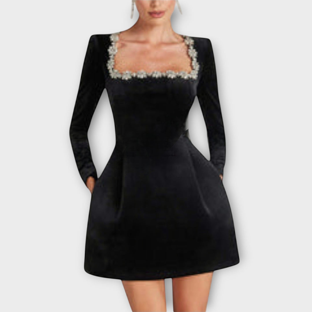 Wren - Mini Velvet Dress with Jewel Details