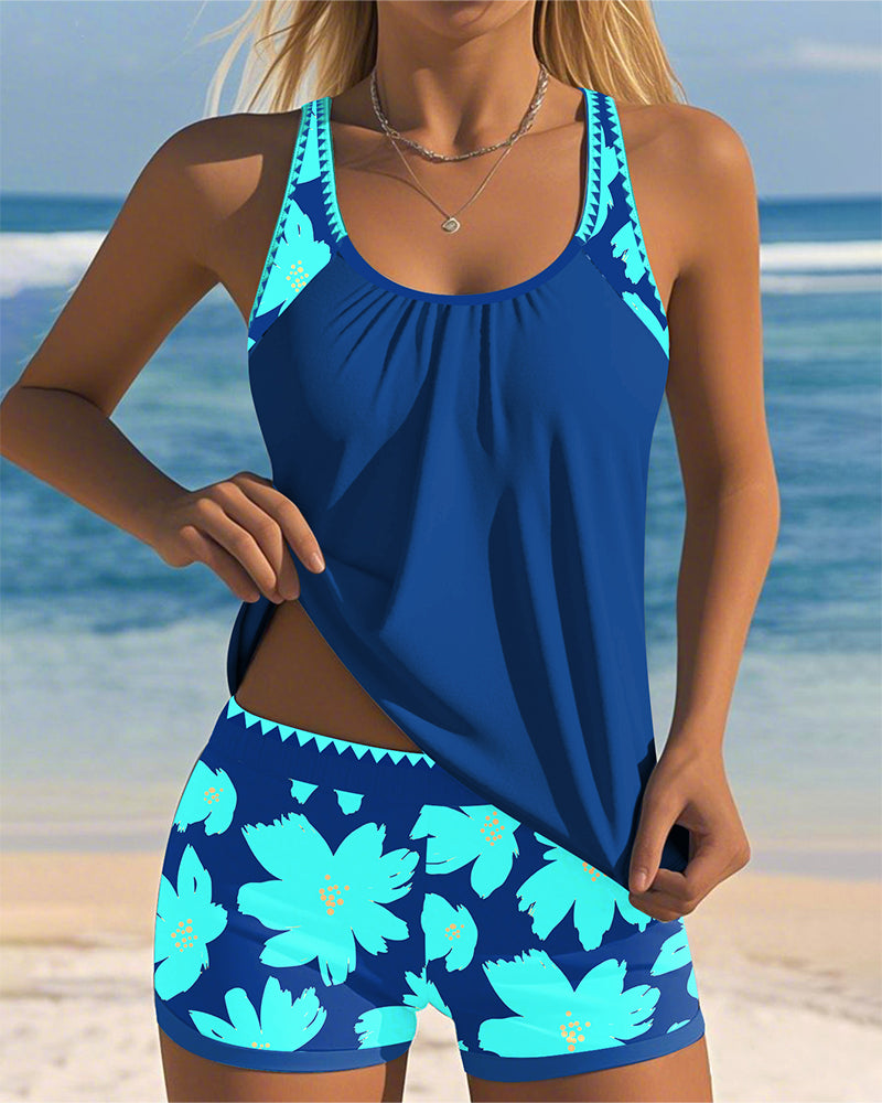 Judith | Tankini with Sleeveless Design and Printed U Neckline
