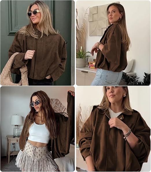 Women's Suede Lapel Pilot Cropped Jacket