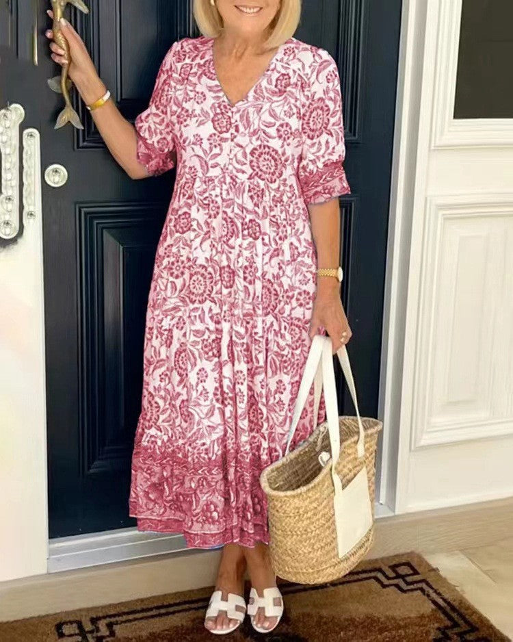 Keisha | Graceful V-Neck Floral Pattern