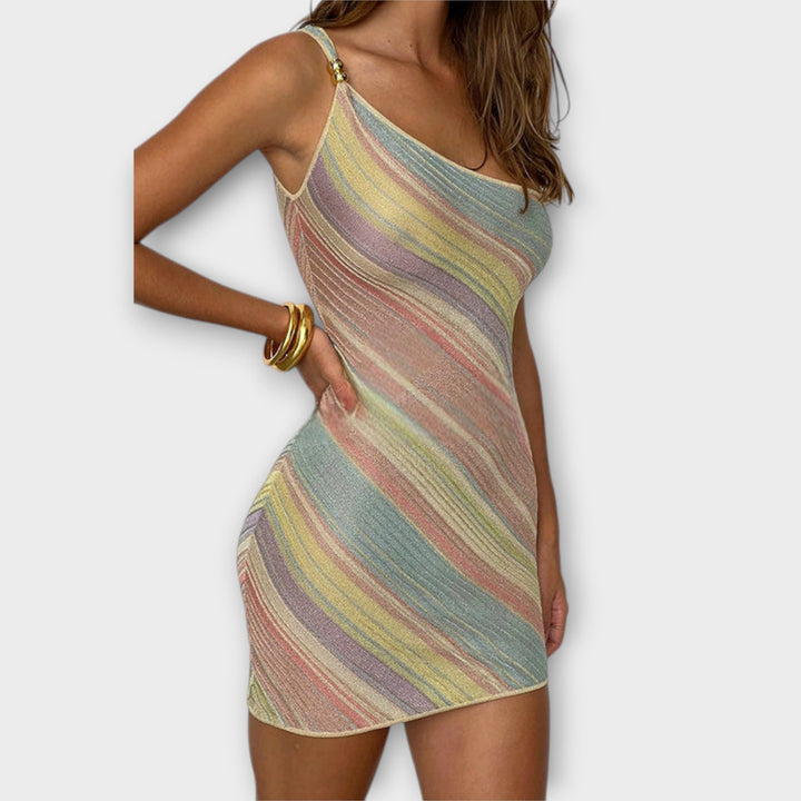 Kira - Stylish One Shoulder Mini Knit Dress