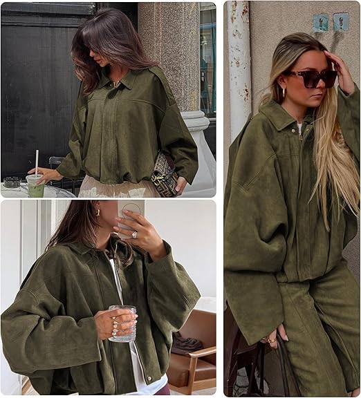 Women's Suede Lapel Pilot Cropped Jacket