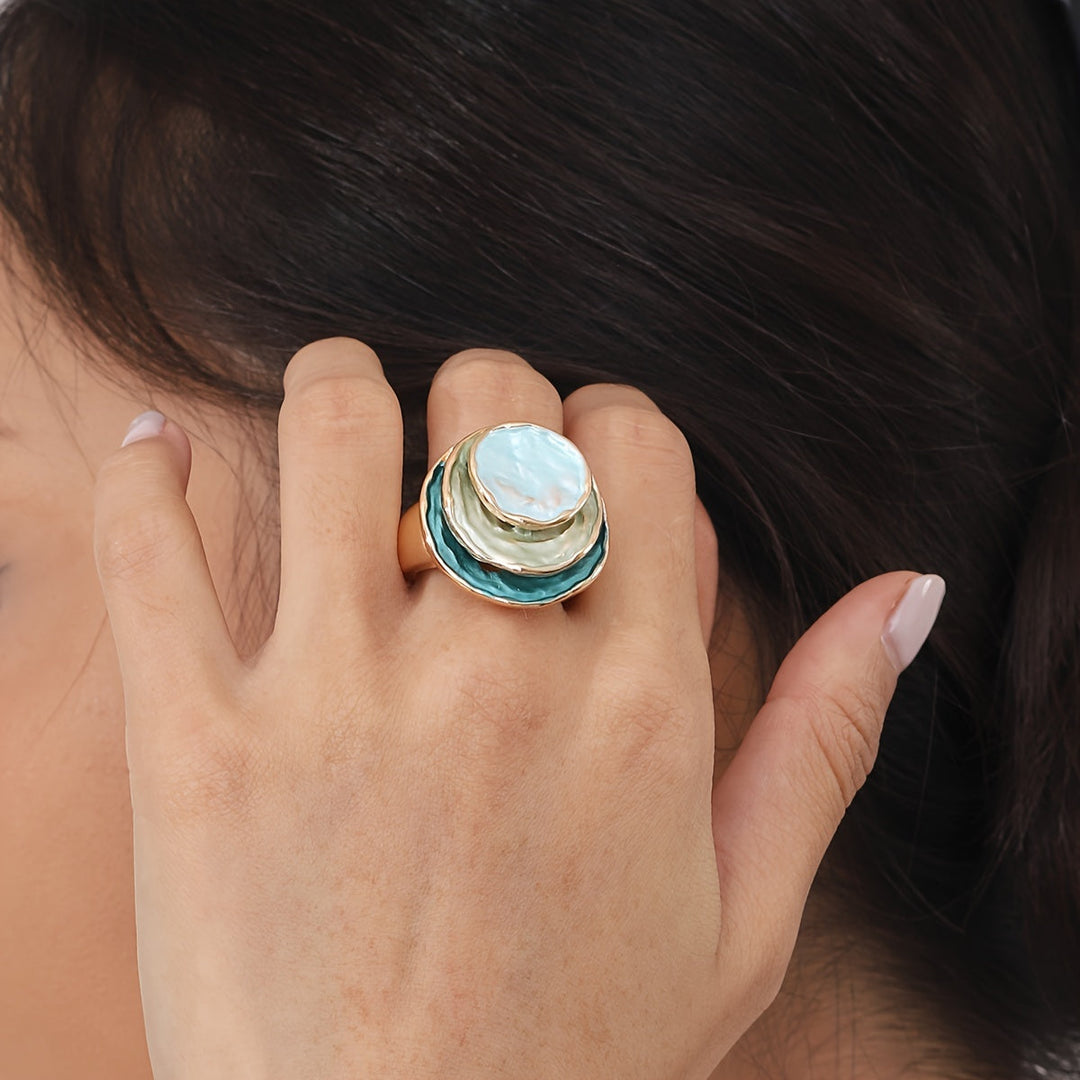 Trendy Three-Tier Enamel Boho Ring