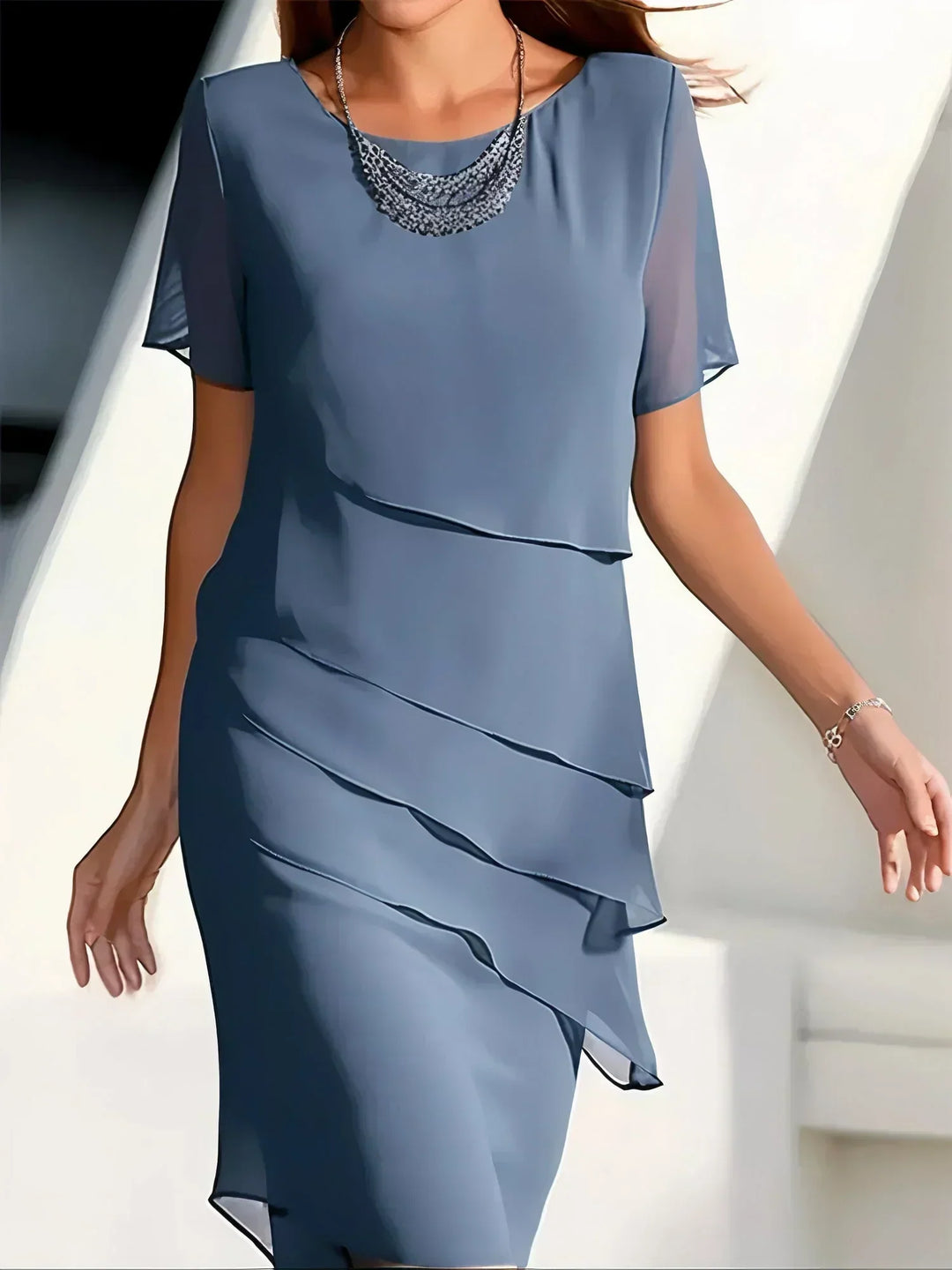 Isabella Layered Chiffon Midi Dress™