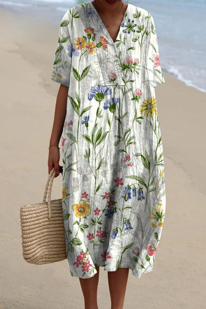 Women's Vintage Floral Casual Flowing Dress