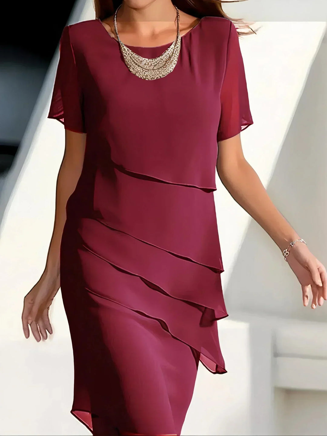 Isabella Layered Chiffon Midi Dress™