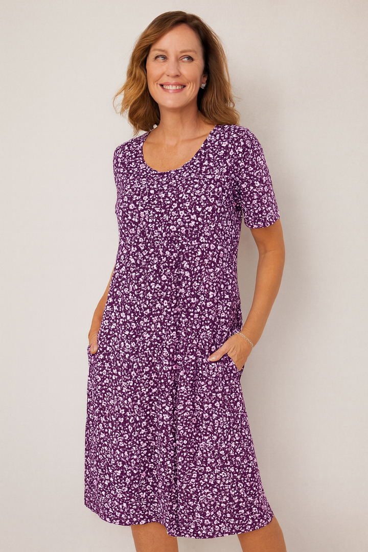 Maribelle | Effortless Floral Midi Dress - Covers the Upper Arms and Belly