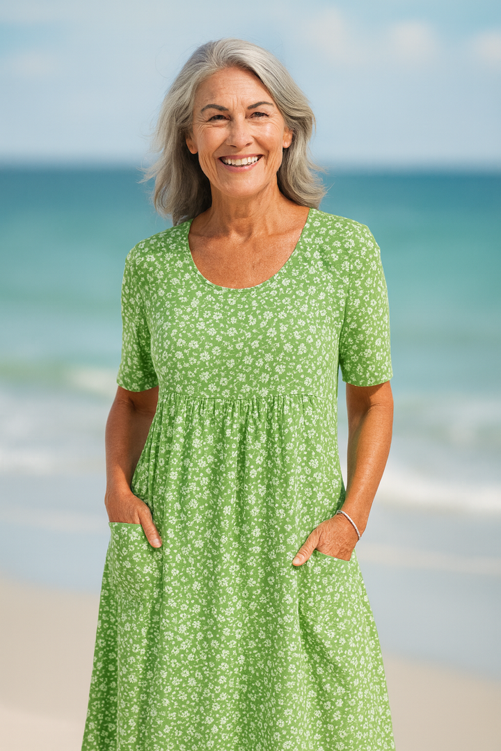 Maribelle | Effortless Floral Midi Dress - Covers the Upper Arms and Belly