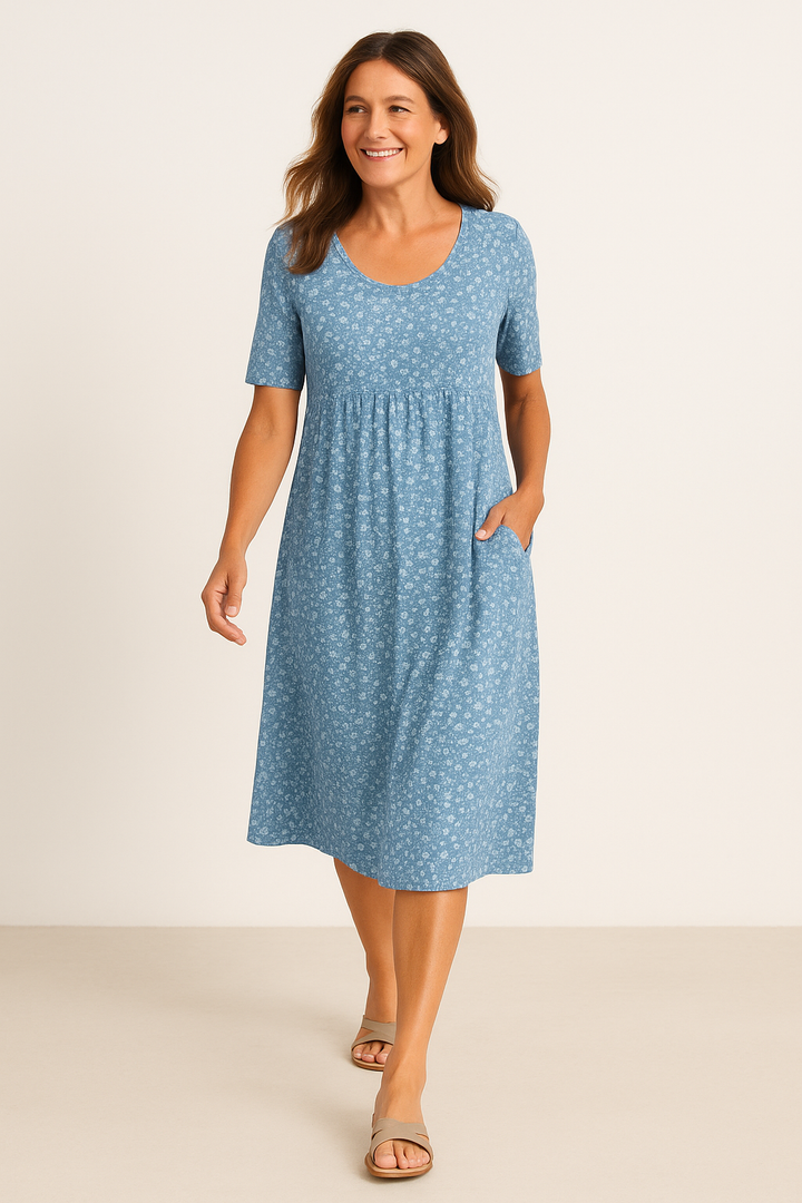 Maribelle | Effortless Floral Midi Dress - Covers the Upper Arms and Belly