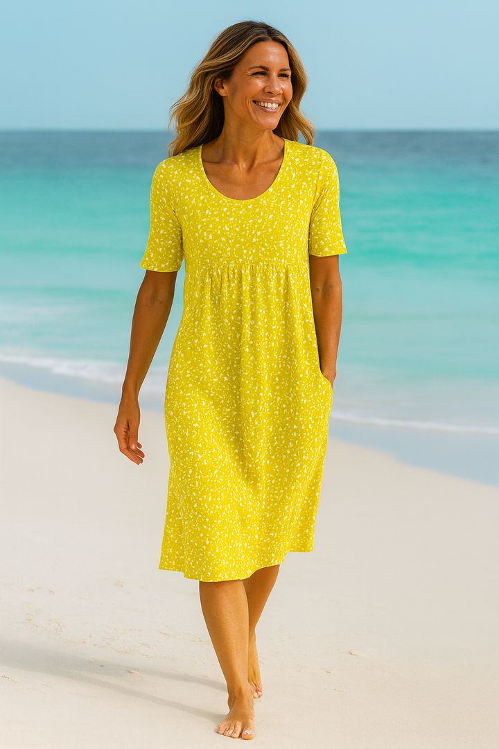 Maribelle | Effortless Floral Midi Dress - Covers the Upper Arms and Belly