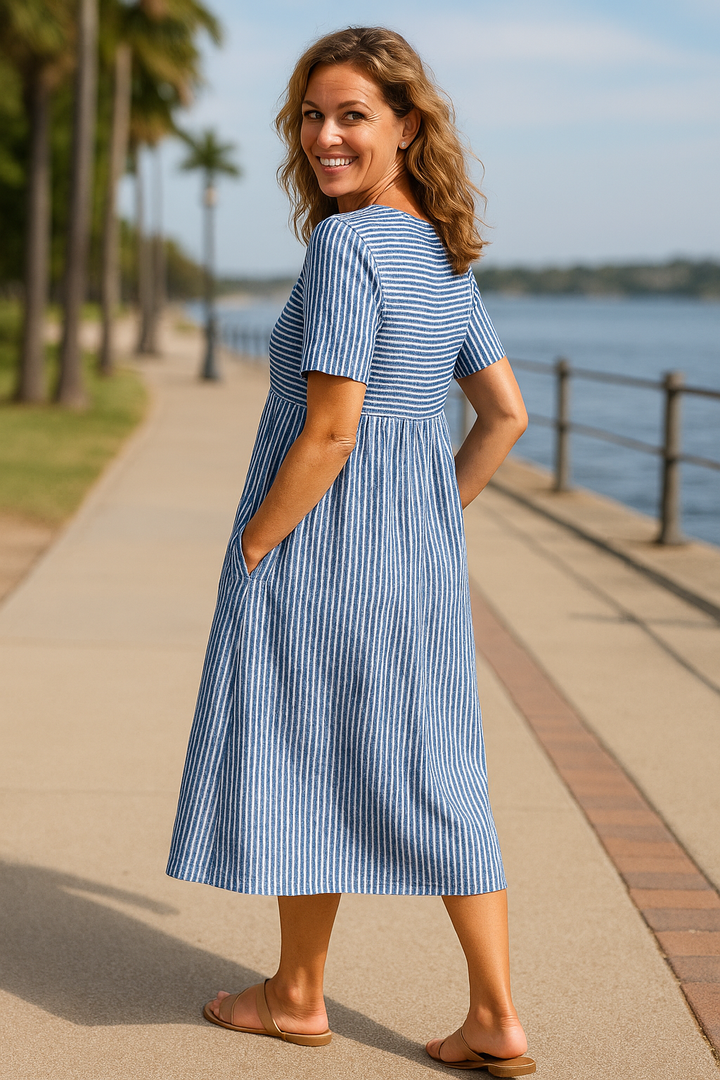Louise | Striped Midi Dress – Effortless Comfort, Daily Confidence