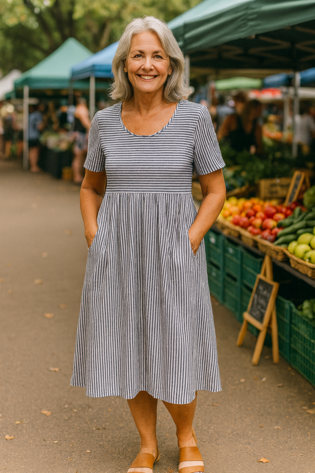 Louise | Striped Midi Dress – Effortless Comfort, Daily Confidence