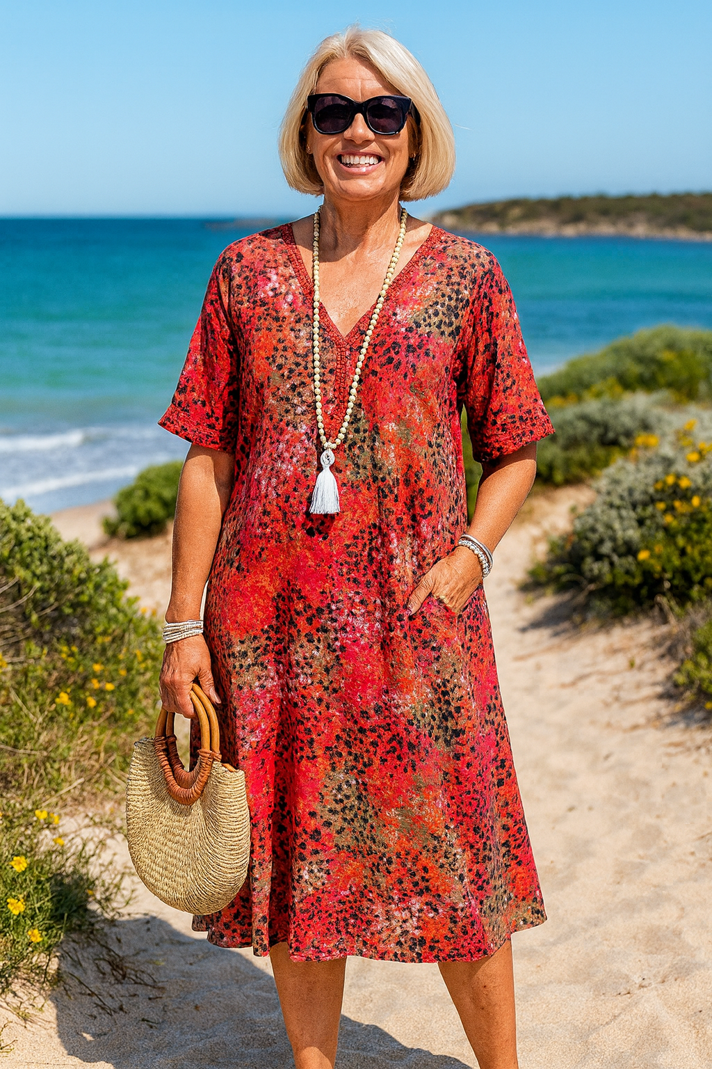 Mary | Elegant Midi Dress - Hides the Belly