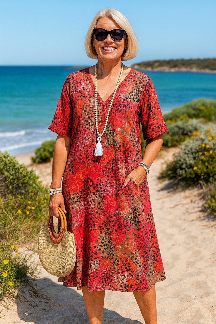 Mary | Elegant Midi Dress - Hides the Belly
