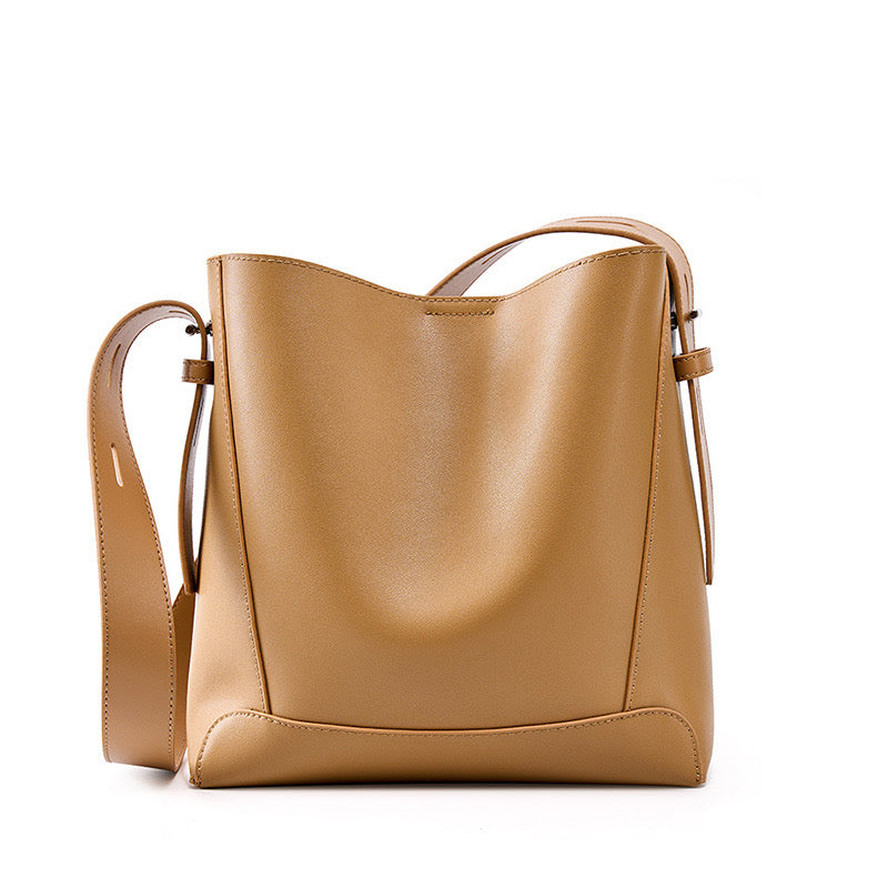 Genuine Leather Crossbody and Shoulder Oversized Bucket Bag