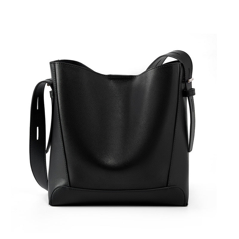 Genuine Leather Crossbody and Shoulder Oversized Bucket Bag