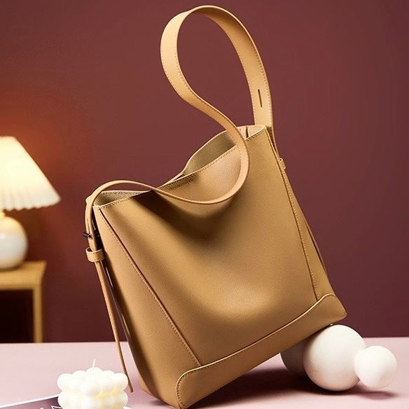 Genuine Leather Crossbody and Shoulder Oversized Bucket Bag