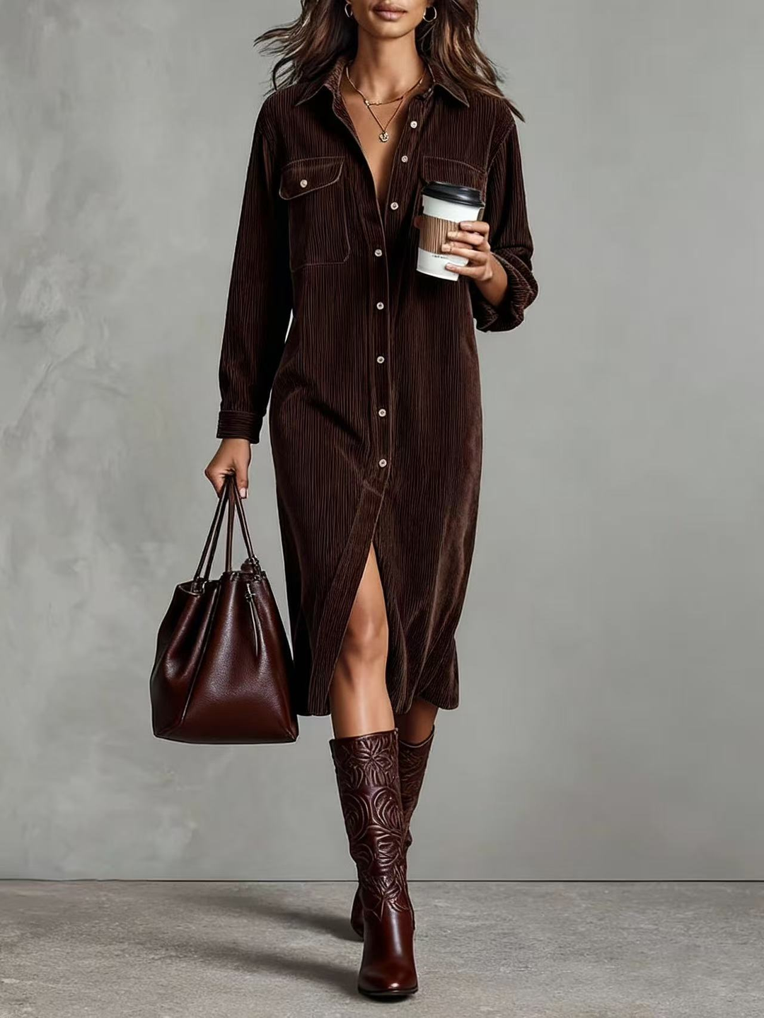 Double Chest Pocket Dress