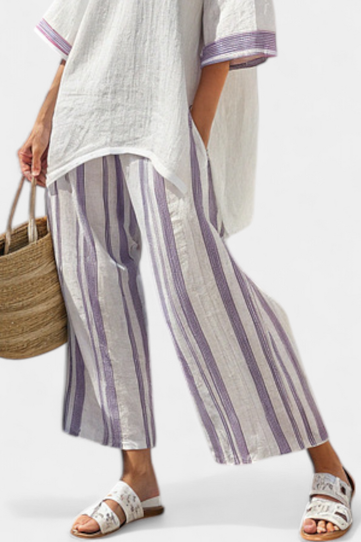 Luxmere | Relaxed Comfortable Blouse & Striped Bamboo Pants