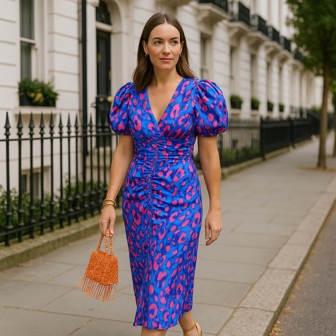 Arielle | Colorful Dress with Pleated Sleeves