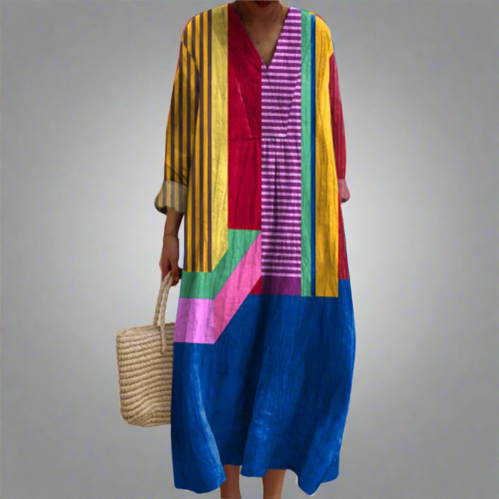 Ruth | Breezy Maxi Dress in Color Block Design