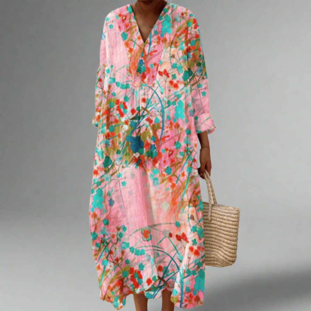 Lana | Fluid Floral Maxi Dress in Soft Tones