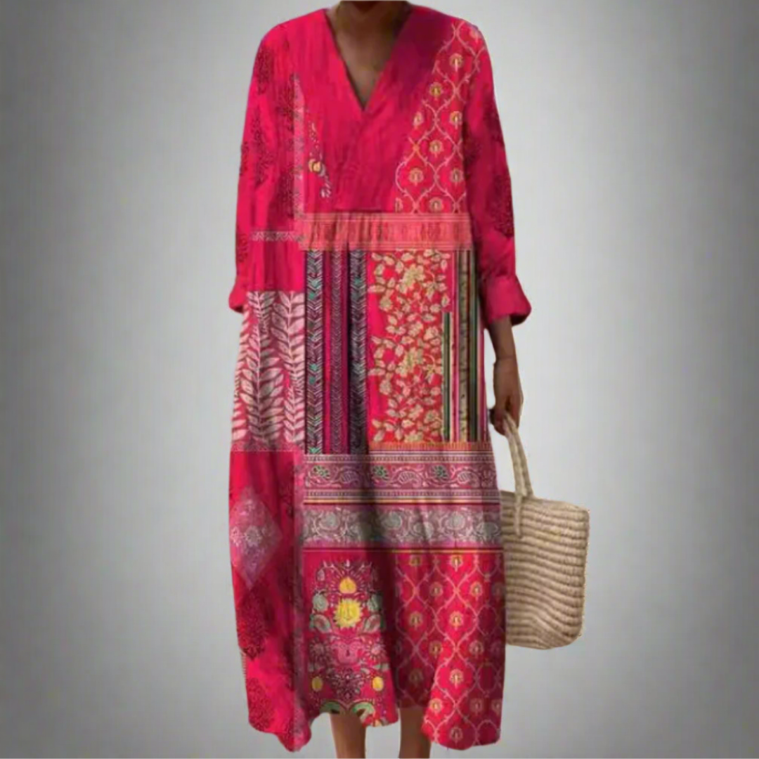 Maisie | Boho Midi Maxi Dress in Patchwork Style
