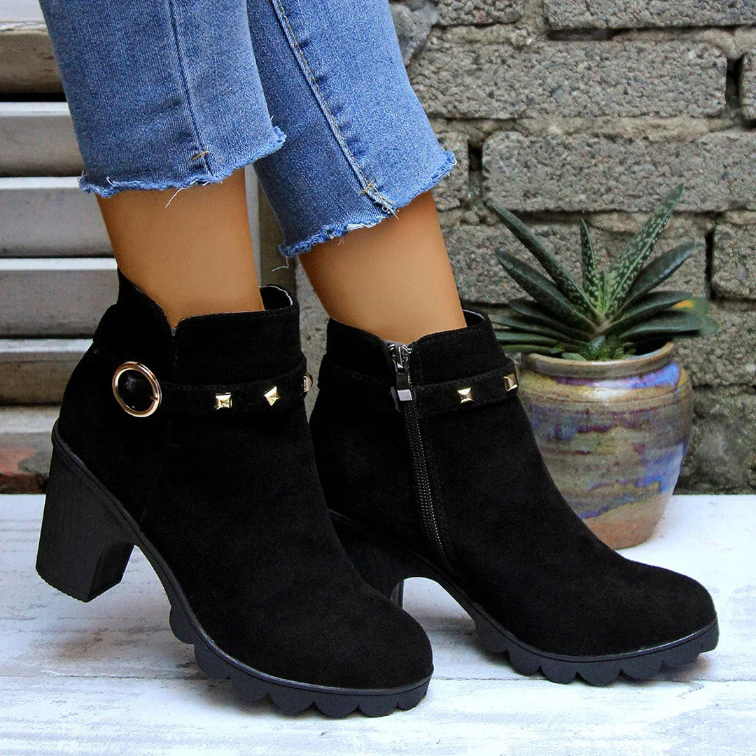 Valera Block Heeled Boots with Studs