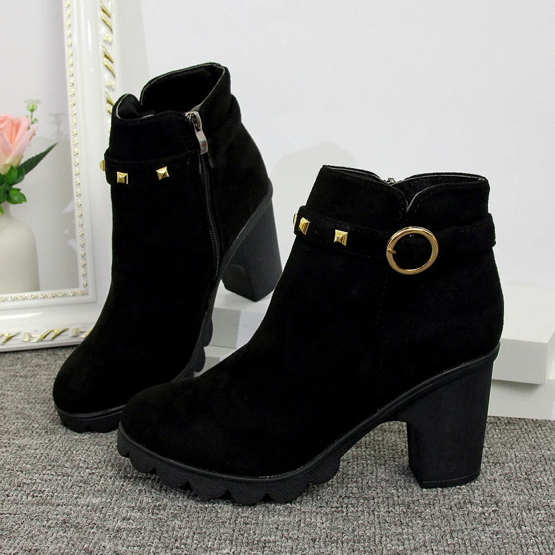 Valera Block Heeled Boots with Studs