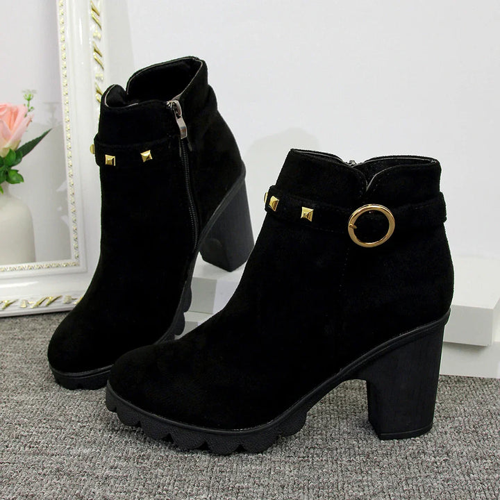 Valera Block Heeled Boots with Studs